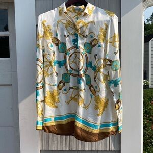 J Mclaughlin gorgeous blouse, beautiful colors, sophisticated Size Large
